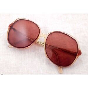 Vtg Vickie Rust Oversized Sunglasses 70s 80s Retro Butterfly Amber Frame Women